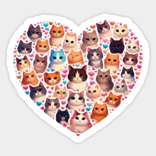 funny cats heart love cut cat Sticker